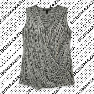 BCBGMaxAzria Women's Black and Gray Drape Top